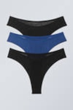 Schwarz/Blau - 3er-Pack Brazilian-Slips Dylan aus Mesh - 0