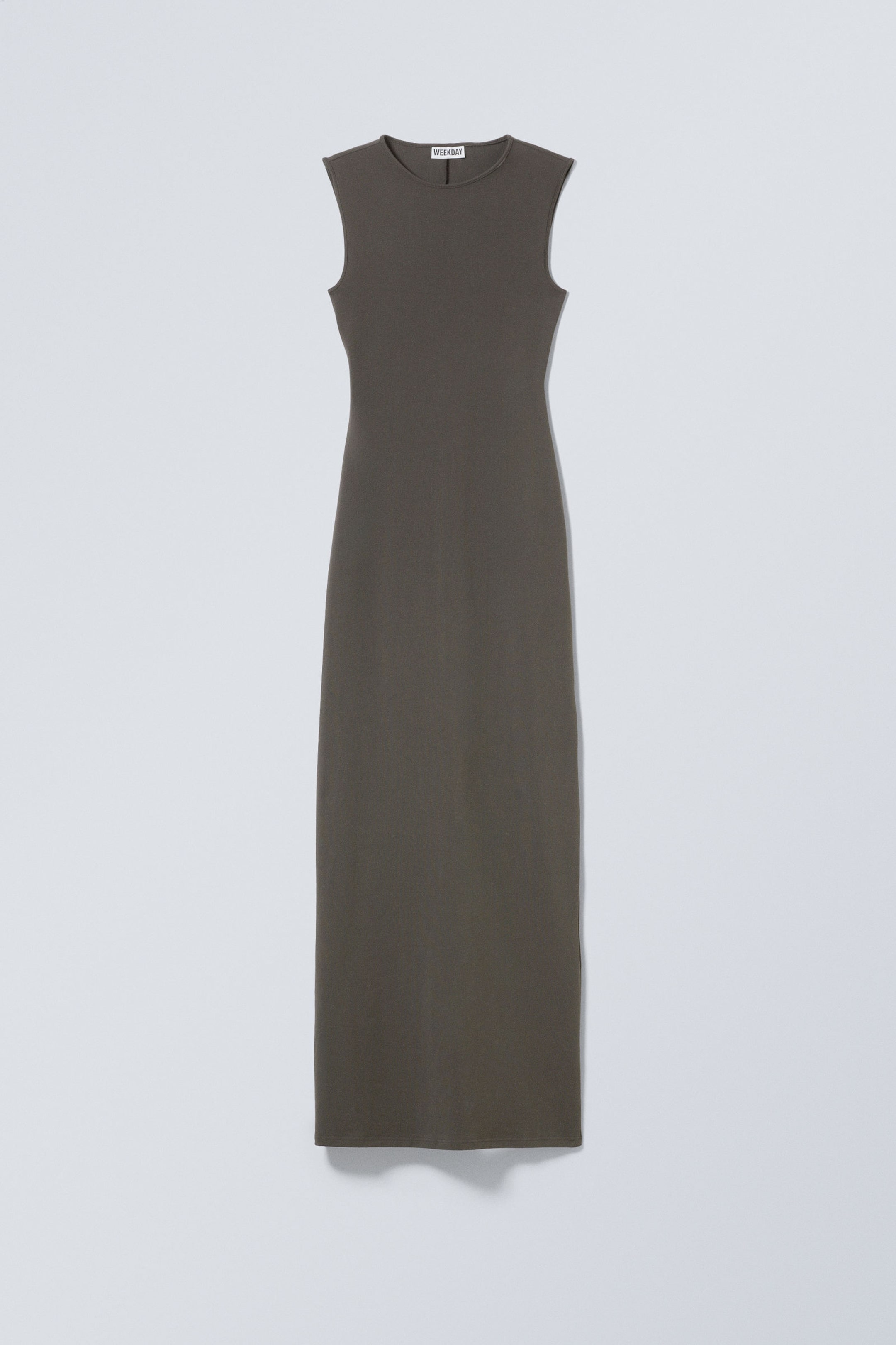 Dunkelgrau - Ärmelloses Maxikleid aus Baumwolljersey - 3