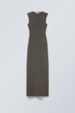 Dunkelgrau - Ärmelloses Maxikleid aus Baumwolljersey - 3