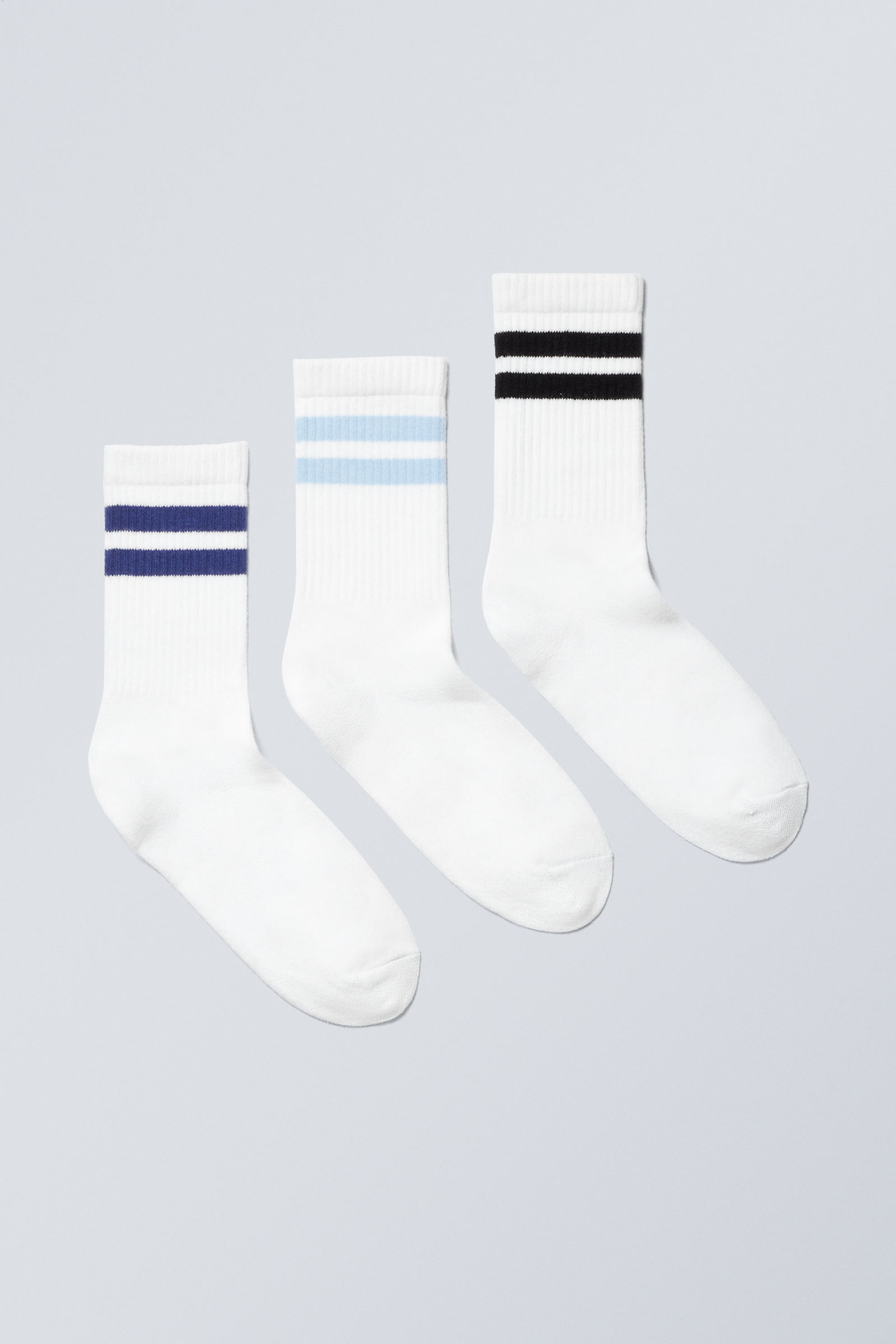 Blue & Black Stripes - 3-pack Sport Striped Socks - 0