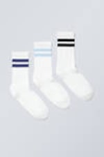 Blue & Black Stripes - 3-pack Sport Striped Socks - 0