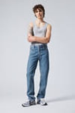 90s Blue - Mittelblau - Klean Regular Straight Leg Jeans - 0