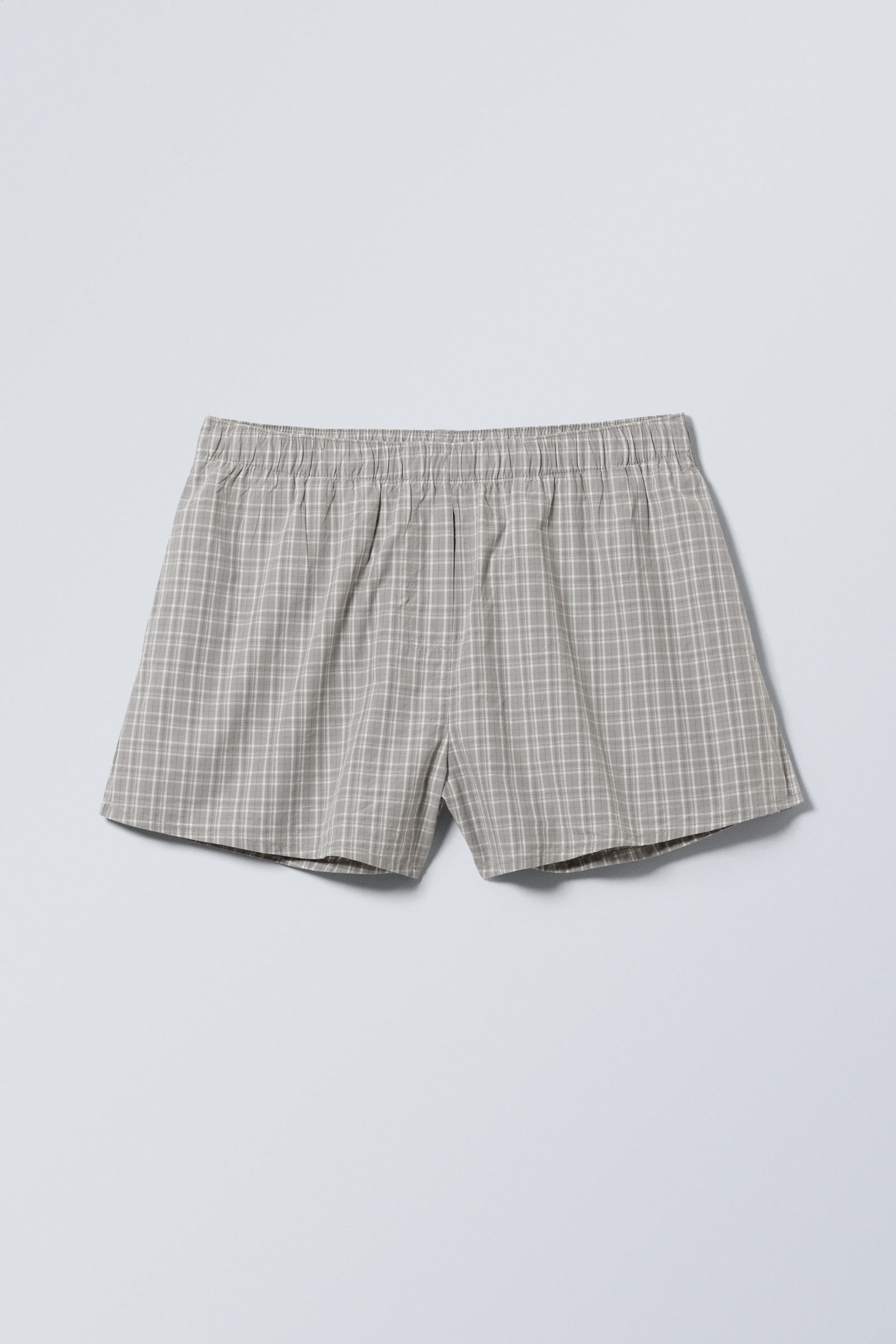 Lichtgrijs geruit - Relaxed katoenen boxershort - 0