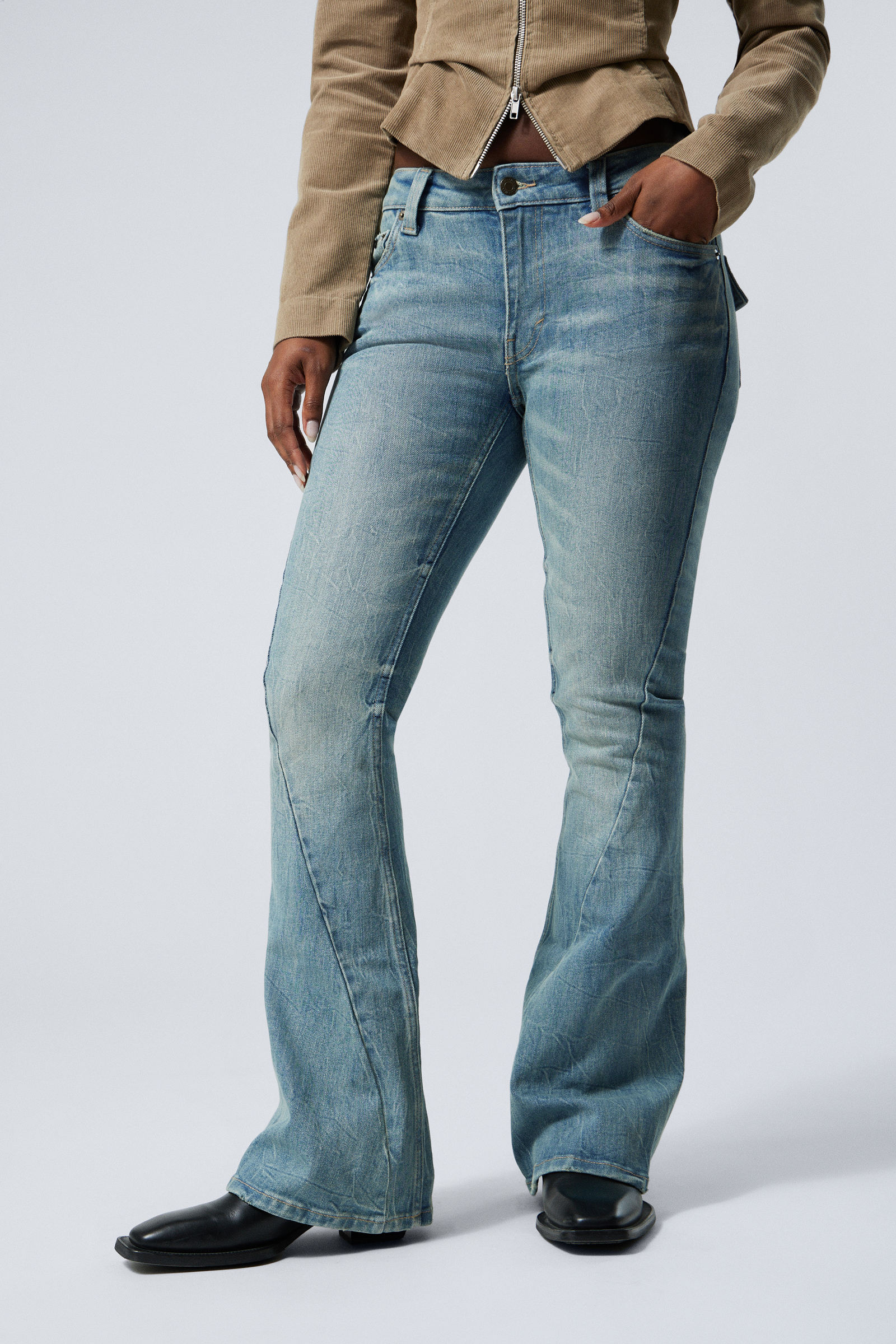 flame low rise slim flared leg jeans - Black Rinse - Black flame low rise slim flared leg jeans - Black Rinse - Black
