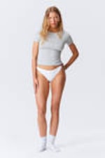 White - 2-pack Pointelle Thongs - 2