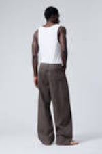 Washed Dark Brown - Astro Loose Baggy Corduroy Trousers - 6