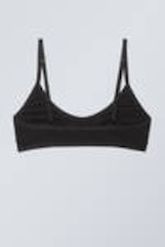 Black - Inez Scooped Cotton Bralette - 1