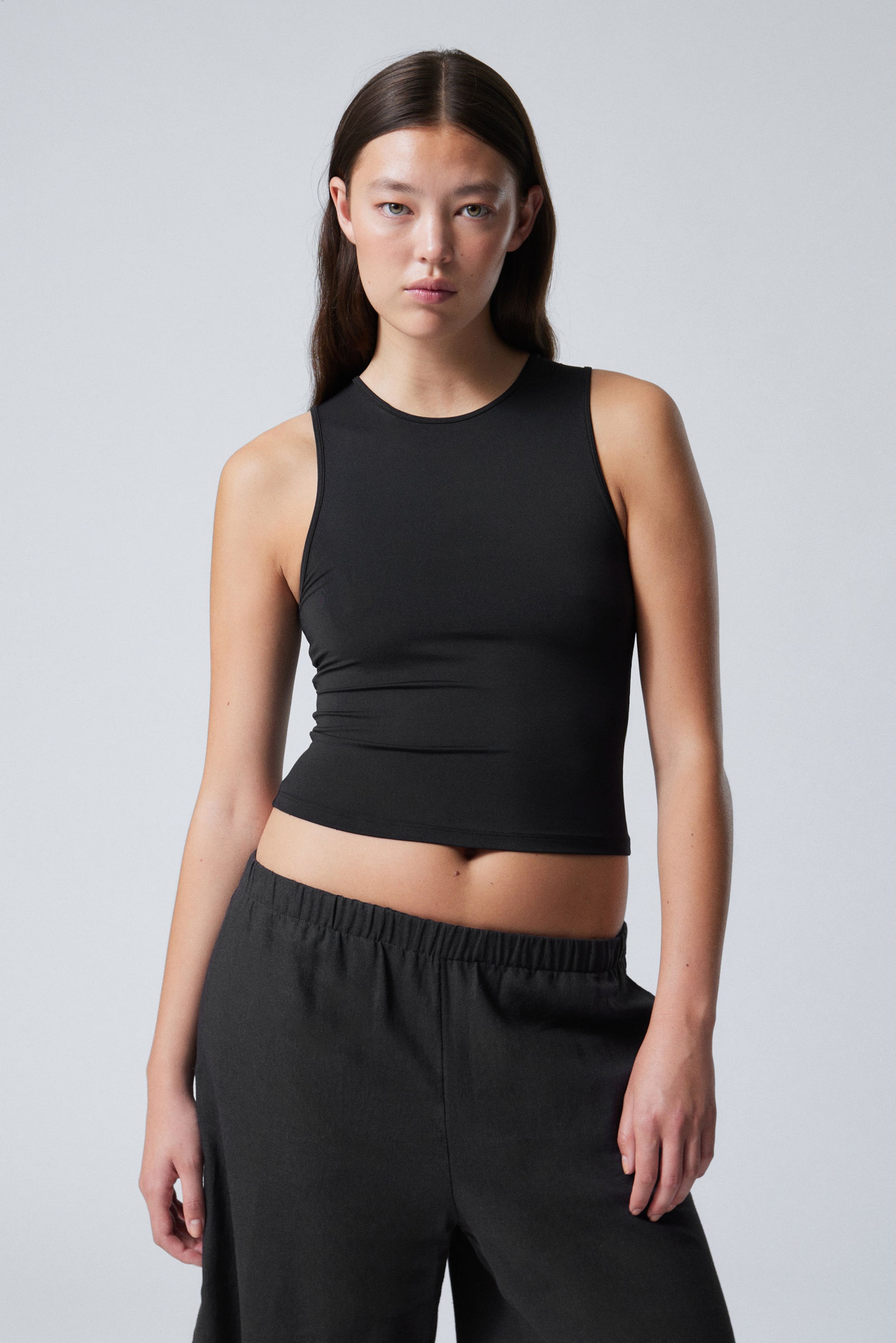 Black - Fine Fitted Tank Top - 0