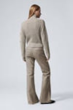 Washed Dusty Mole - Washed Rib-Knit Zip Cardigan - 4