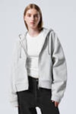 Grey Melange - Essence Boxy Zip Hoodie - 1