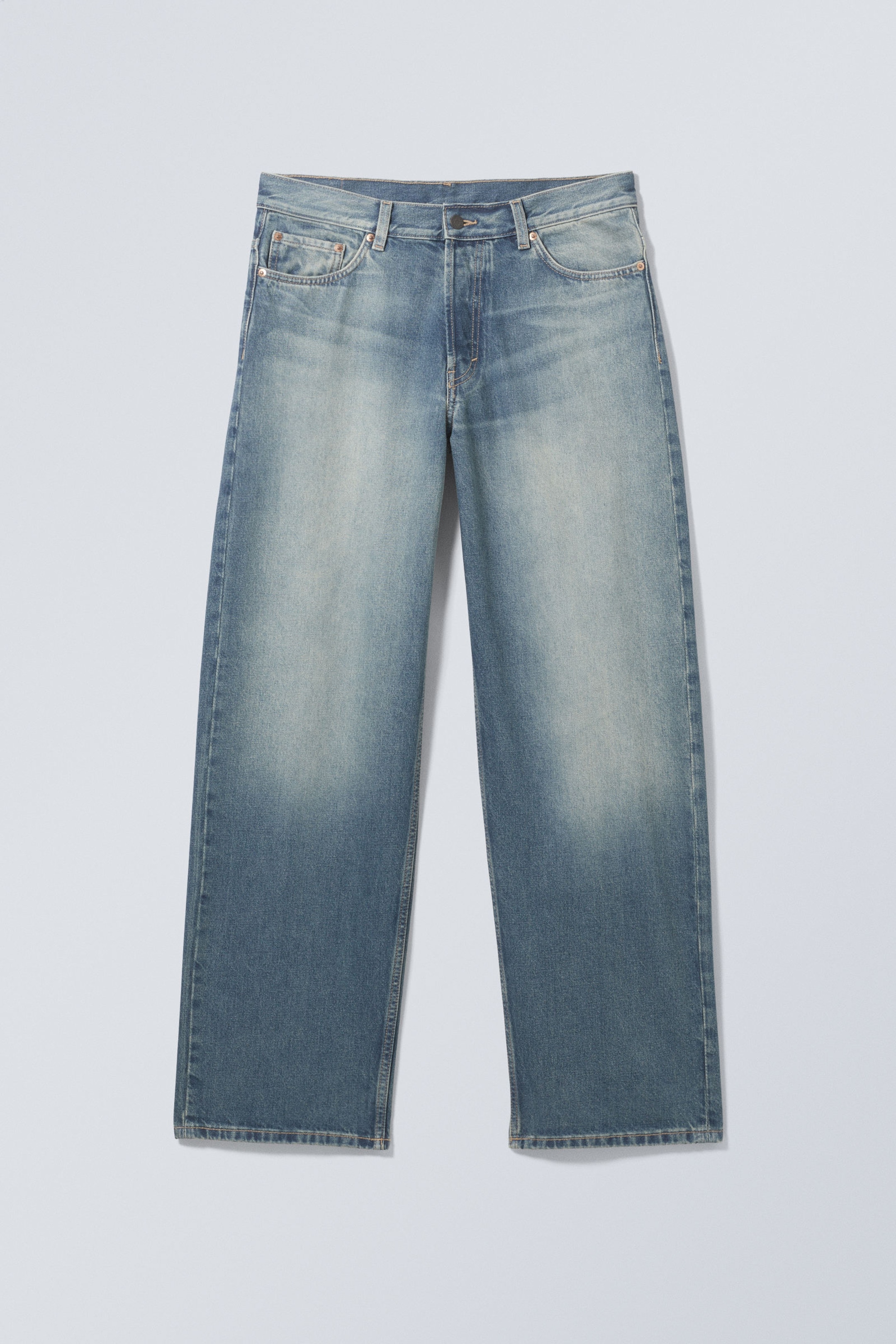 Jackpot Blue - Medium Blue - Sphere Low Rise Loose Straight Leg Jeans - 0