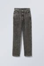 Black Stonewash - Washed Black - Rowe Super High Waisted Regular Straight Leg Jeans - 0