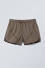 Donkertaupe - Halflange zwemshort met platte naden - 0