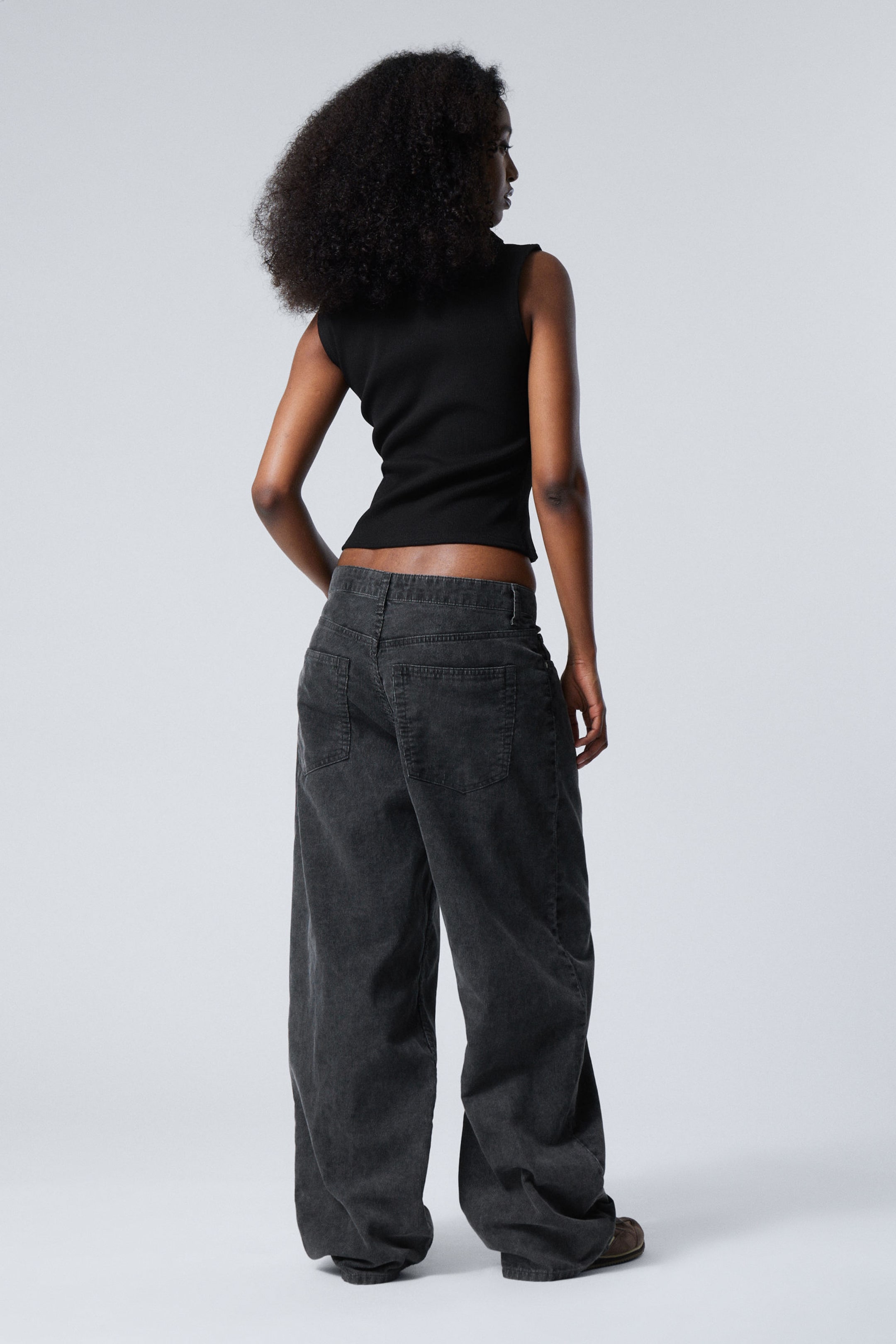 Washed Black - Astro Loose Baggy Corduroy Trousers - 7