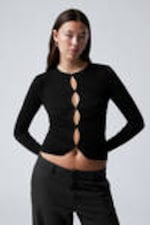 Black - Slim Single-breasted Cardigan - 0