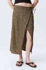Dark Mole - Sequin Wrap Midi Skirt - 1