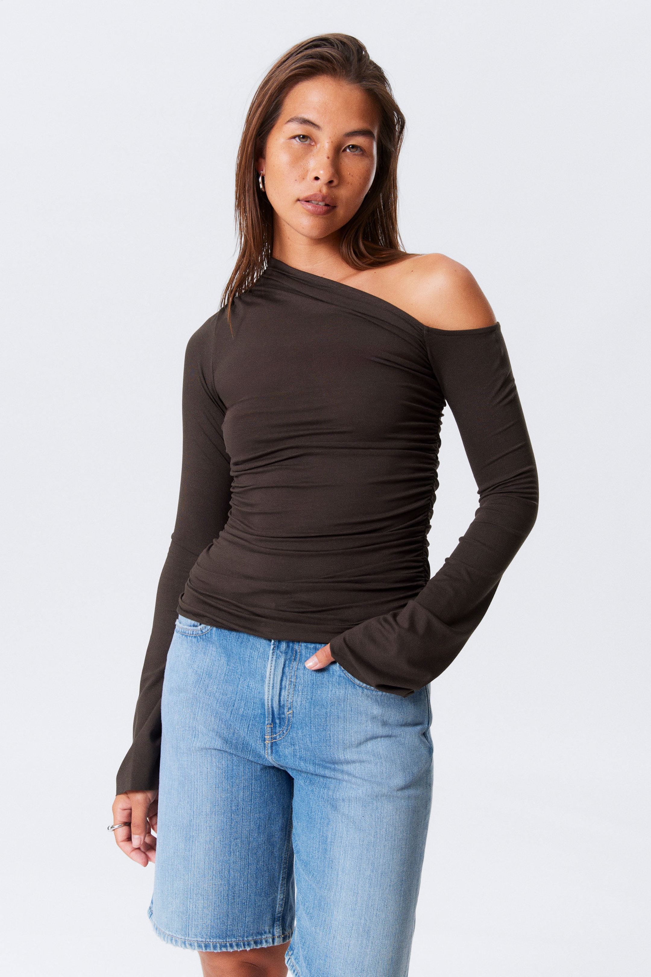 #353031 - Drape Asymmetric Lyocell Top - 1