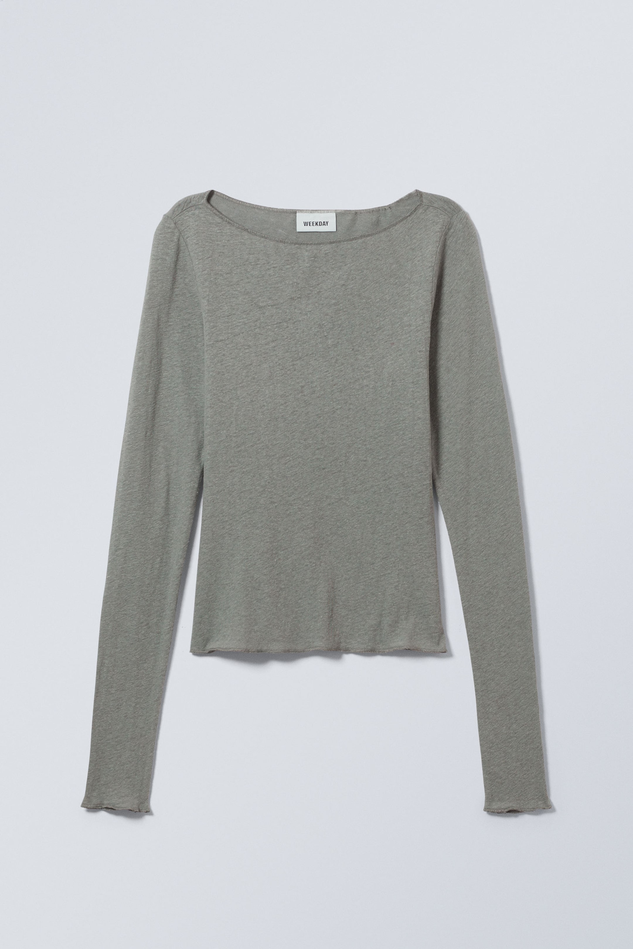 Soft Green - Linen Blend Long Sleeve Top - 0