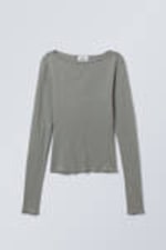 Soft Green - Linen Blend Long Sleeve Top - 0