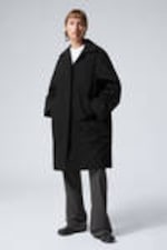 Schwarz - Gefütterter Car Coat in Oversized-Passform - 0