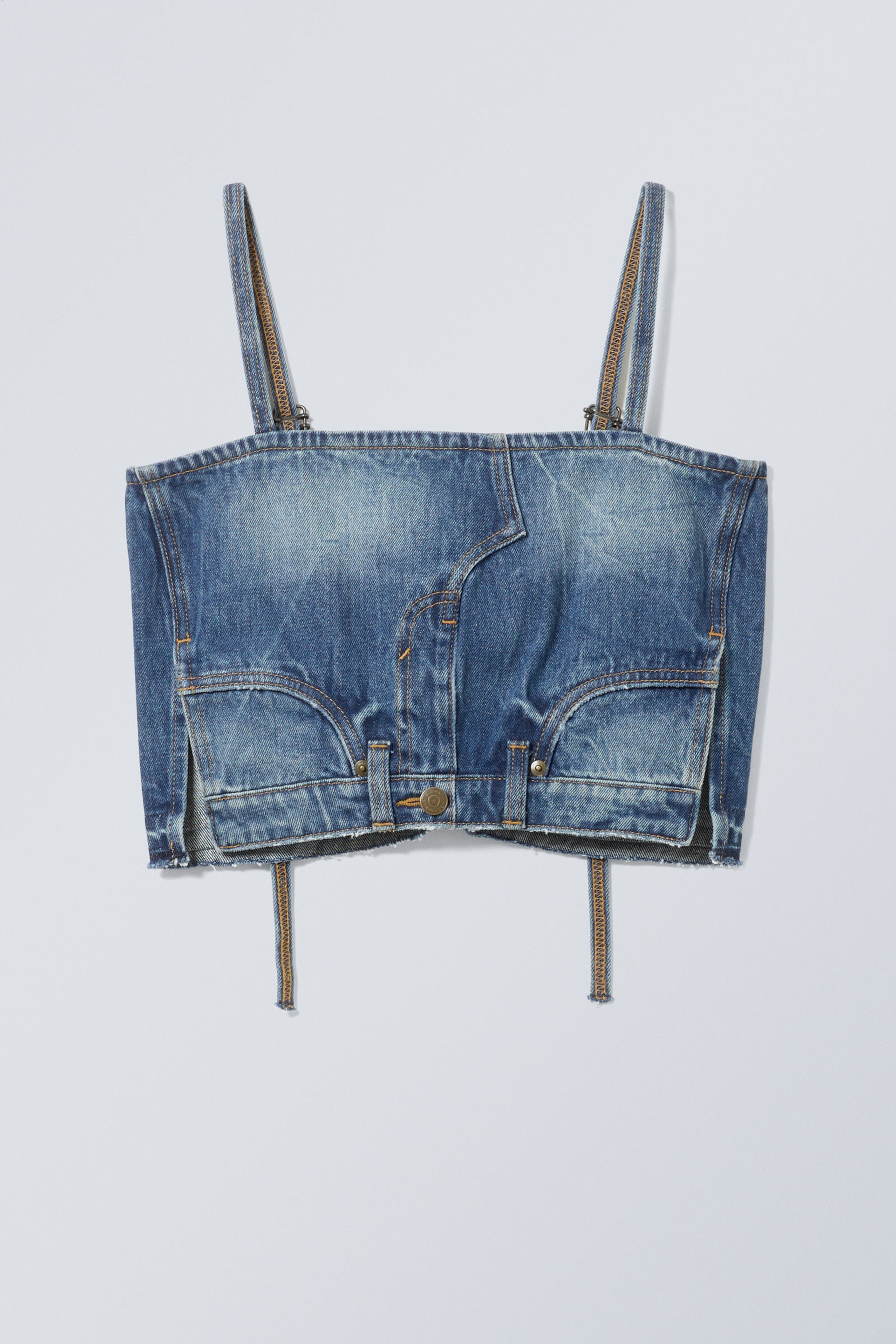 Blue Era - Bandeau Denim Strap Top - 0