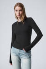 Black - Slim Fitted Long Sleeve - 1