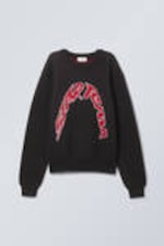 Black - Star Team - Regular Jacquard Knitted Graphic Sweater - 2