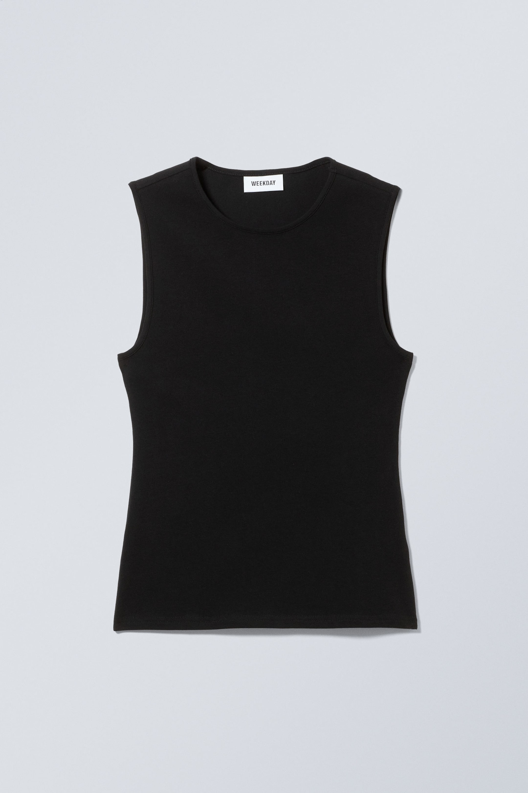 Black - Fitted Cotton Tank Top - 0