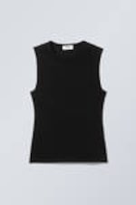 Black - Fitted Cotton Tank Top - 0