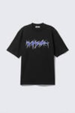 Black - Wired - Relaxed Graphic Printed T-shirt - 3