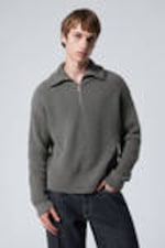 Dark Grey - Wool-Blend Half-Zip Turtleneck Sweater - 0