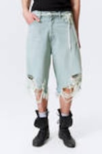 Schaumblau - Hellblau - Cosmos Loose Fit Denim Shorts - 4