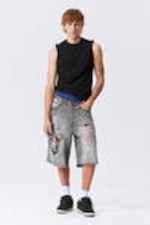 Black Grumble - Astro Denim Loose Baggy Shorts - 0