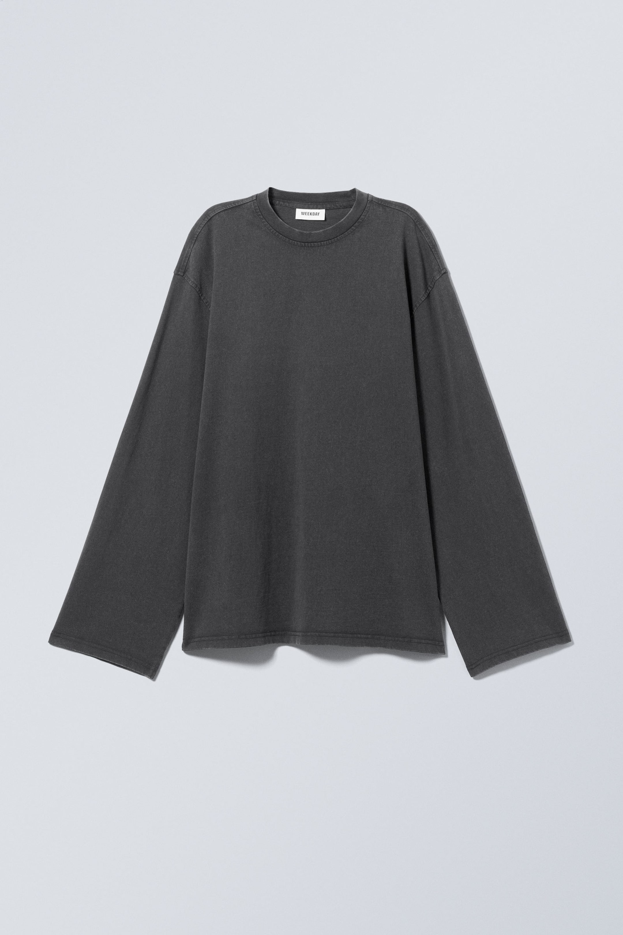 Washed Grey - Oversized Washed Long Sleeve Top - 0