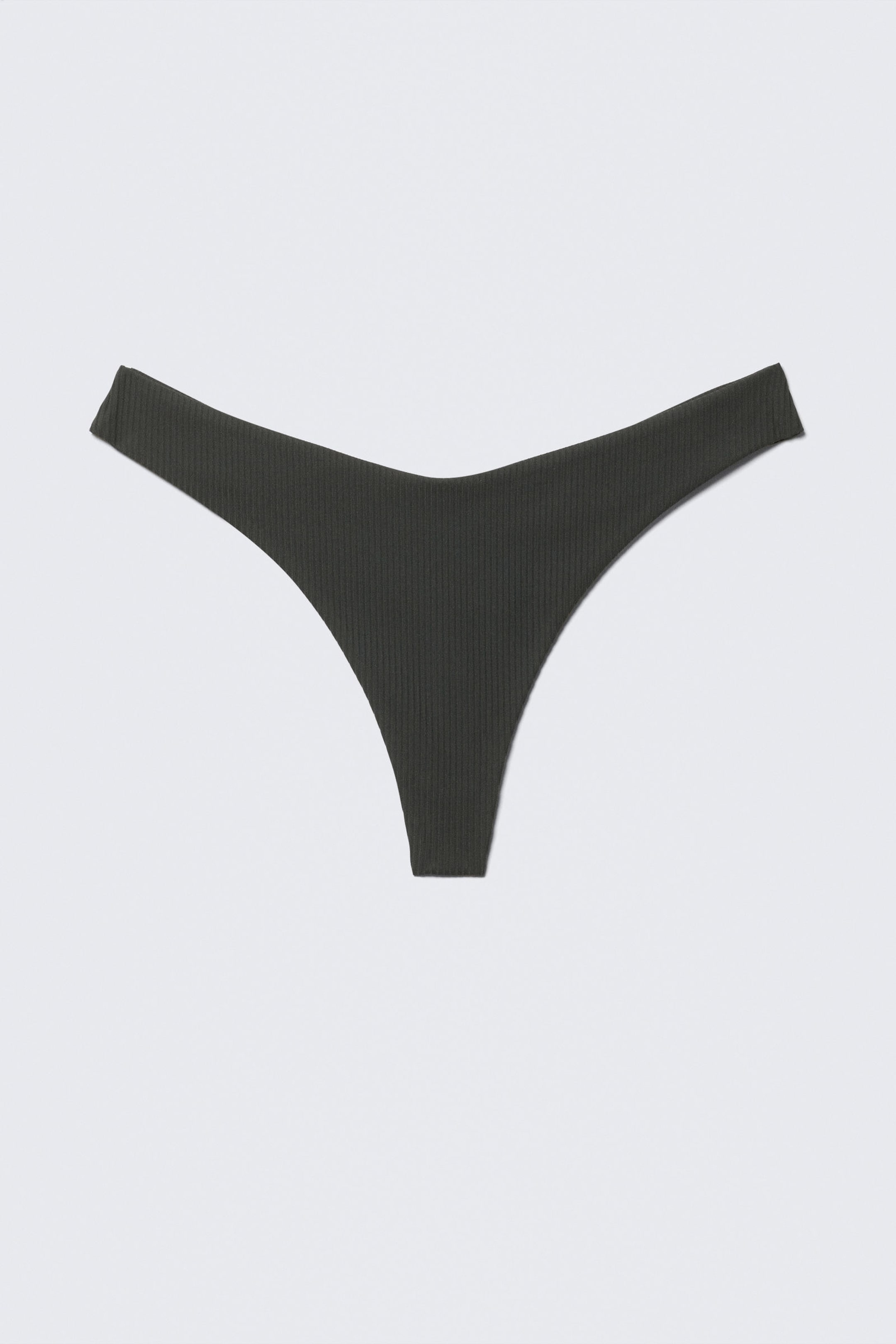 Mörkgrå - Ribbad V-formad bikinitrosa - 4