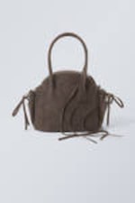 Dark Brown - Strappy Faux Leather Bag - 1