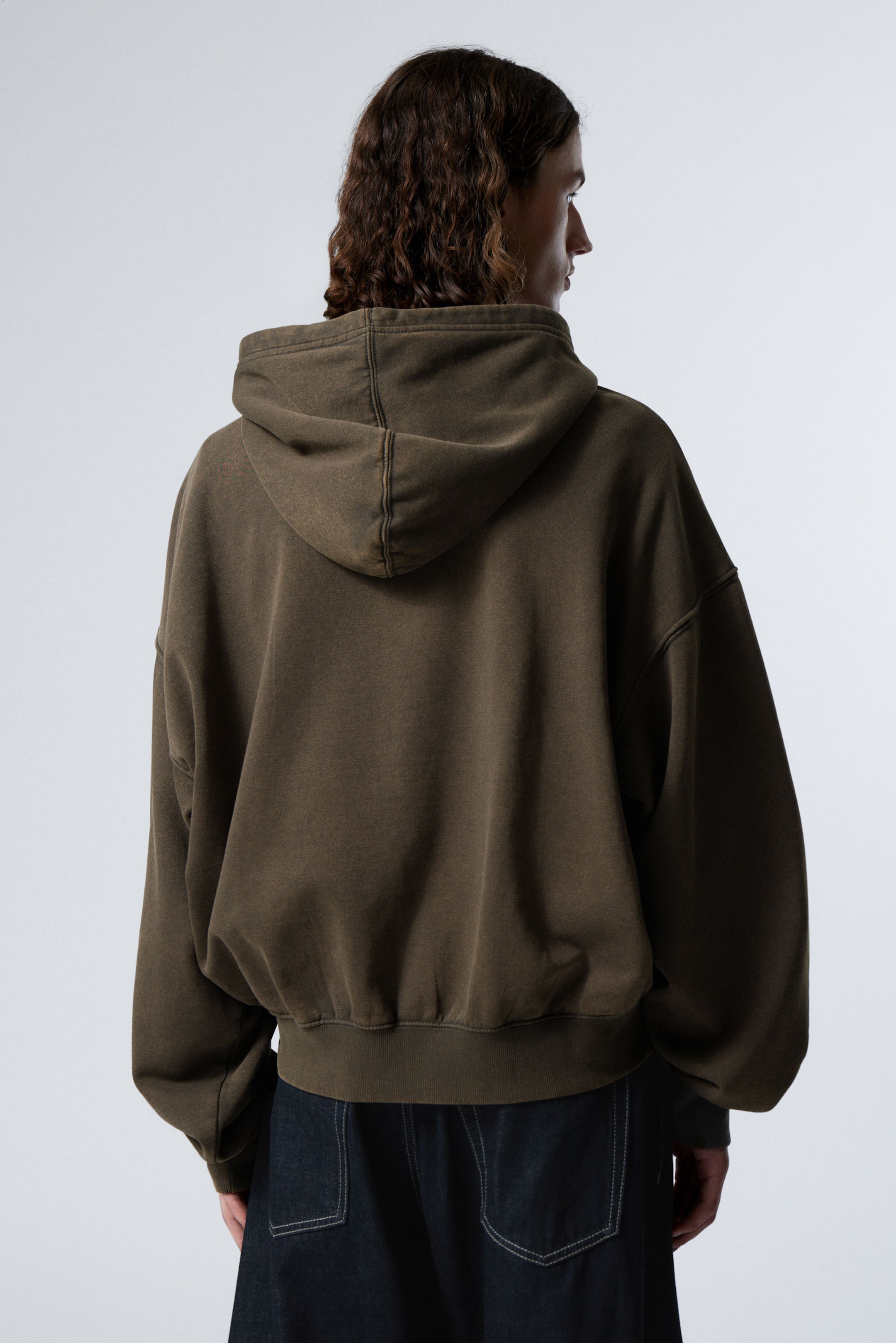 Dark Grey - Boxy Embroidery Zip Hoodie - 3