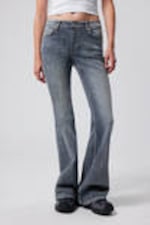 Metro Blue - Medium Blue - Flame Low Rise Slim Flared Leg Jeans - 1