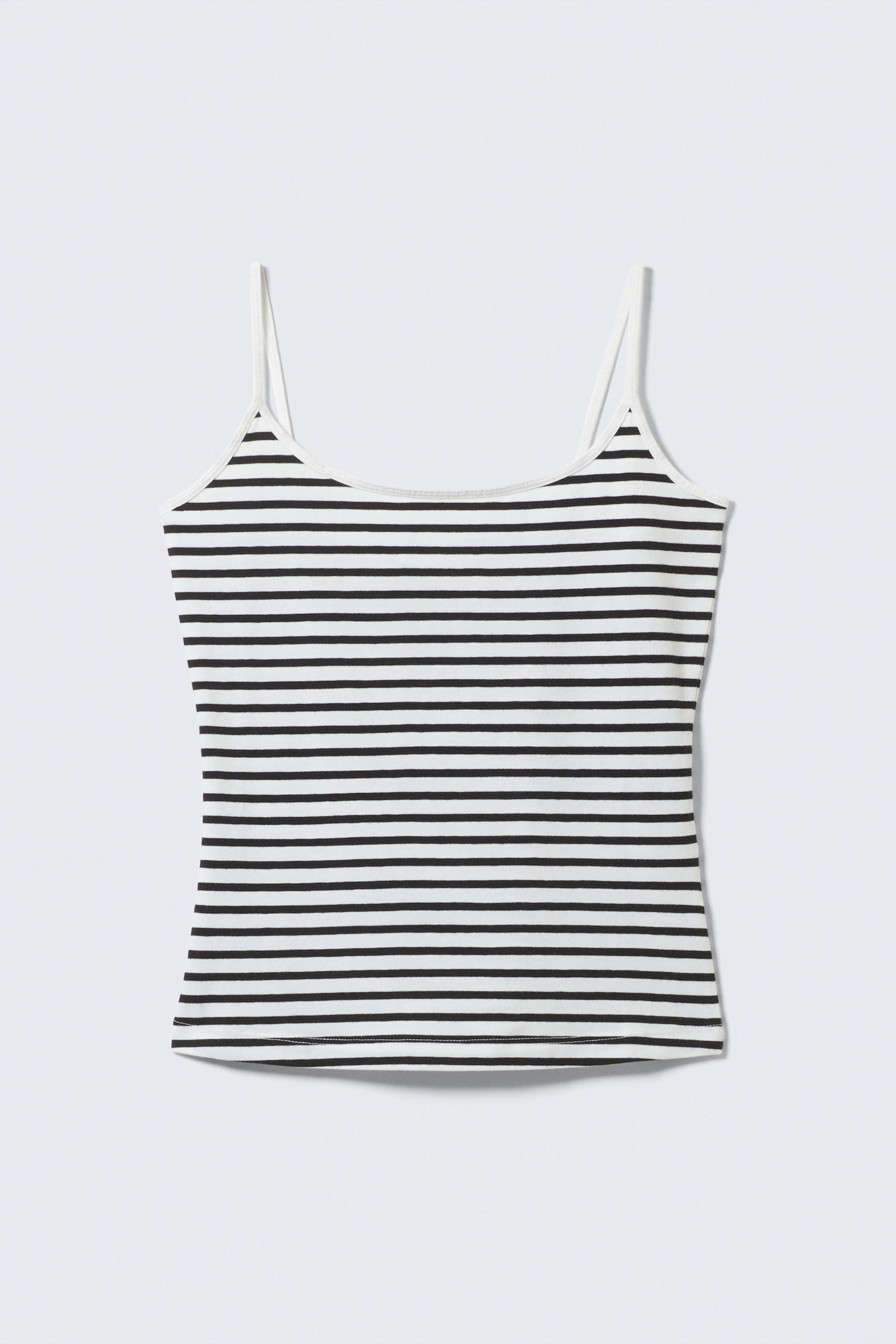 Black & White Stripe - Fitted Strappy Scoop Neck Singlet - 4