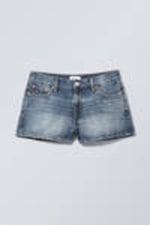 Spinellblau - Kurze Jeansshorts im Used-Look - 0