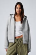 Grey Melange - Oversized Scuba Zip-Hoodie - 0