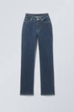 Sapphire Blue - Dunkelblau - Twig Curve Mid Waist Slim Straight Leg Jeans - 0