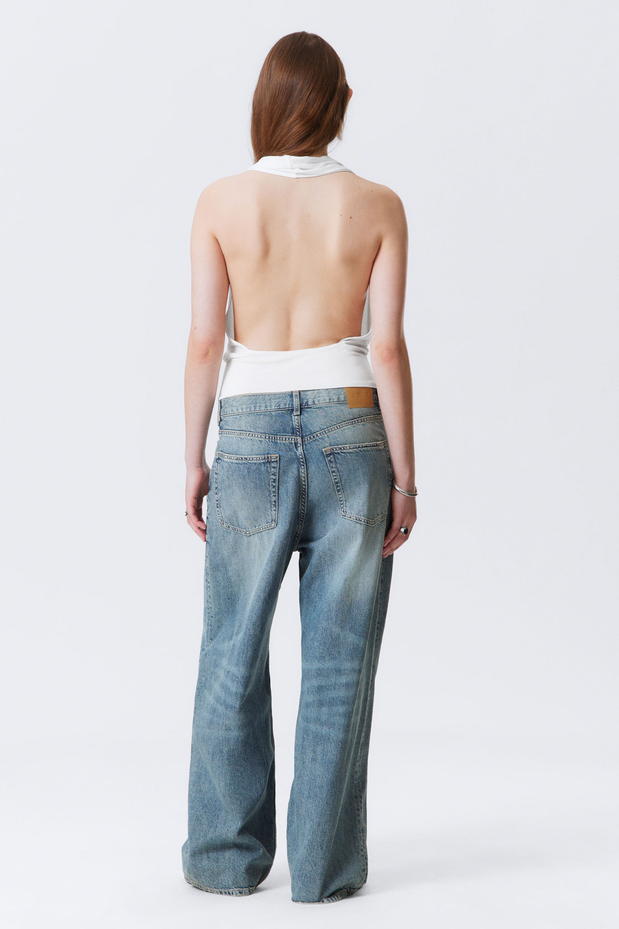White - Draped Halter Jersey Top - 3