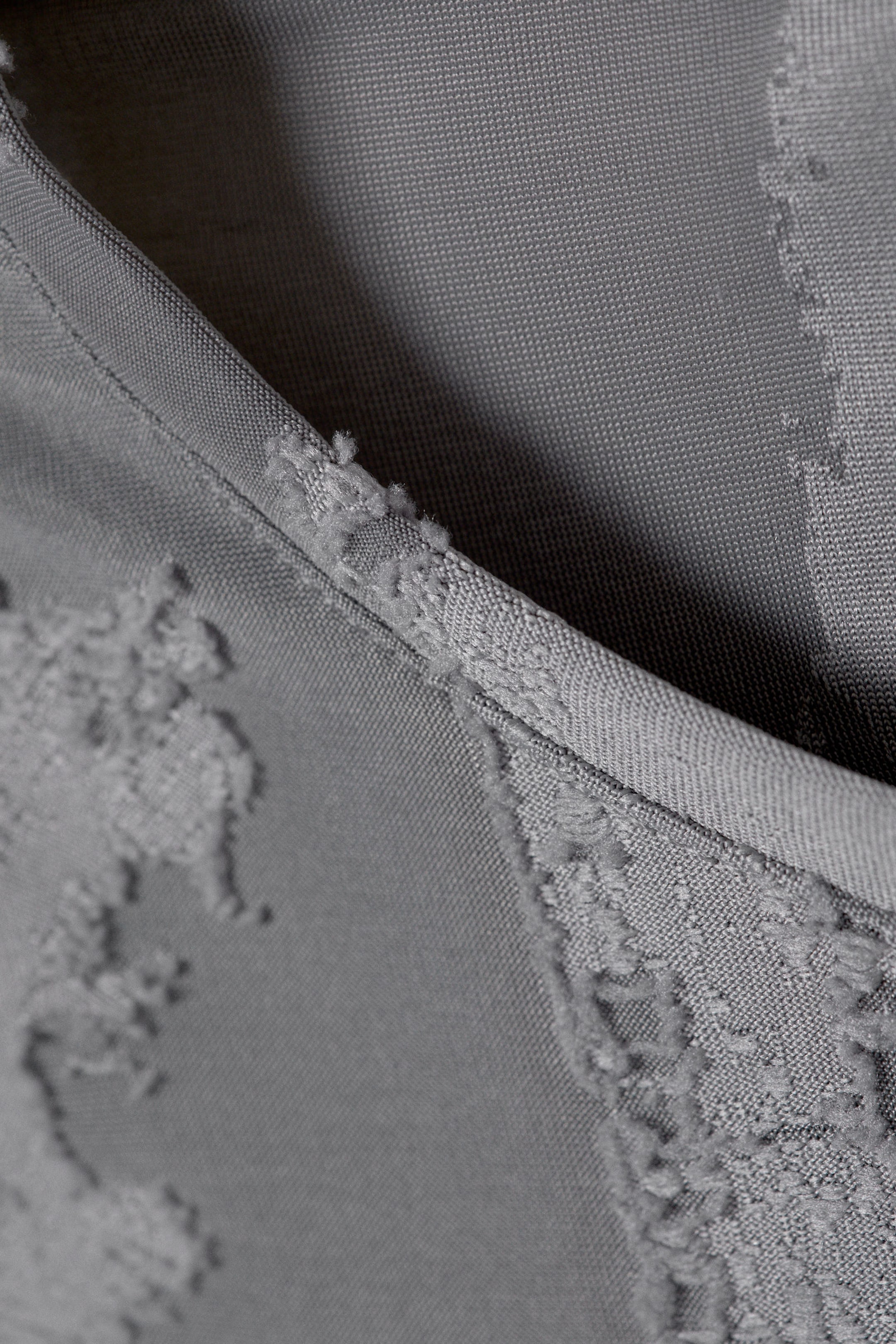 Grey Jacquard - Fitted Long-Sleeve Jacquard Top - 5