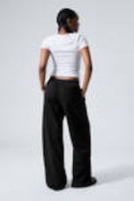 Black - Wide Pull On Suiting Trousers - 2