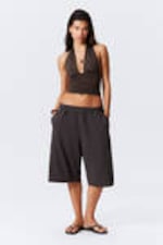 Dark brown - Deep Halterneck Top - 1