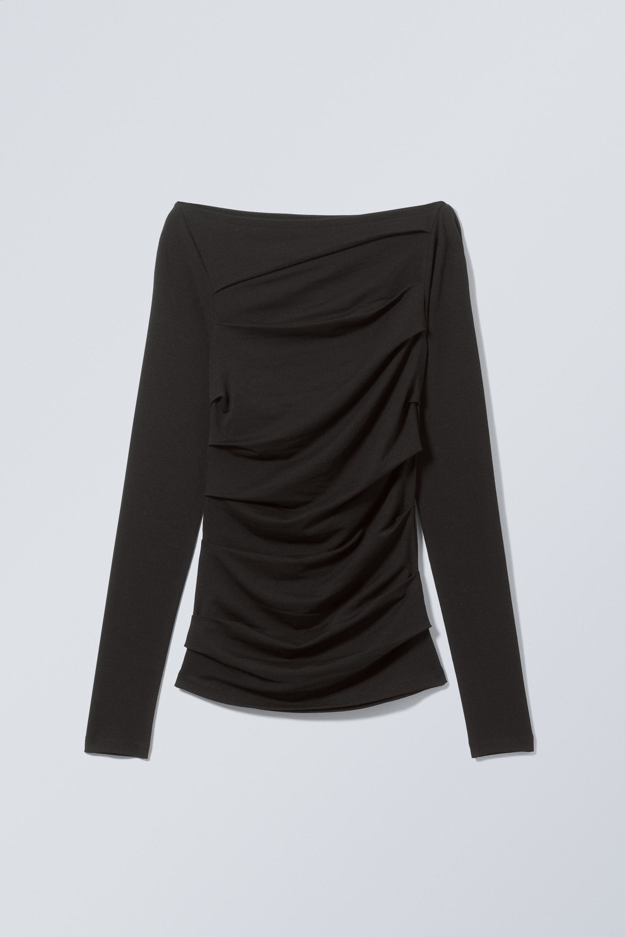 Black - Jwan Drape Longsleeve Top - 0