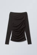 Black - Jwan Drape Longsleeve Top - 0