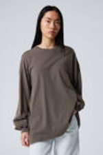 Washed Dark Mole - Long-Sleeved Oversized T-shirt - 0