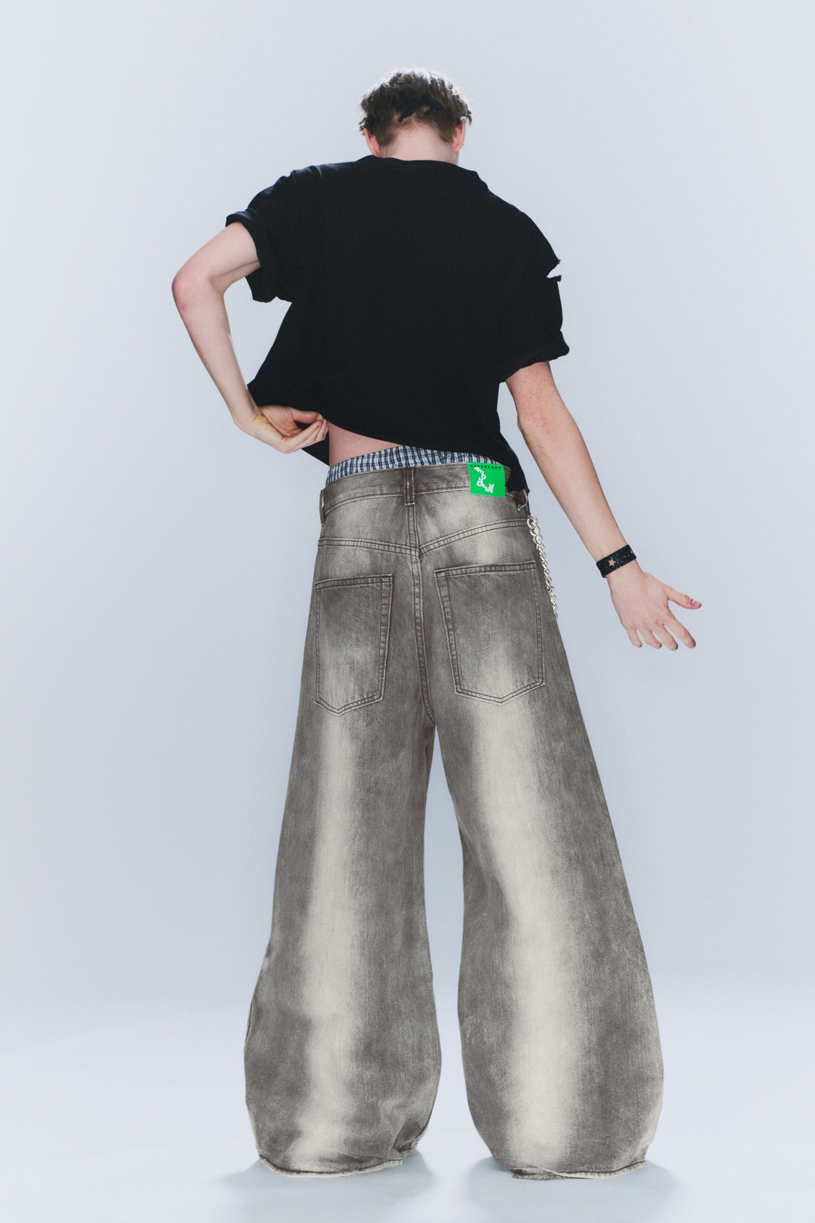 rad super regular waist loose wide jeans - Duster Grey